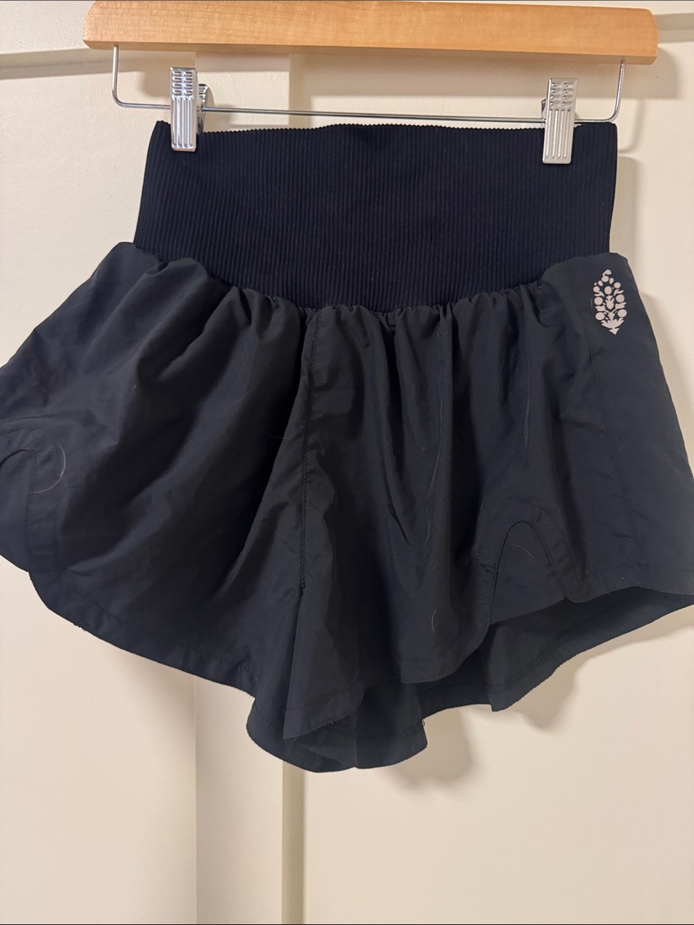 Free People Black High-Waist Ruffled Skort